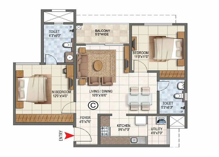 Prestige Lakeside Habitat Apartments Floor Plan